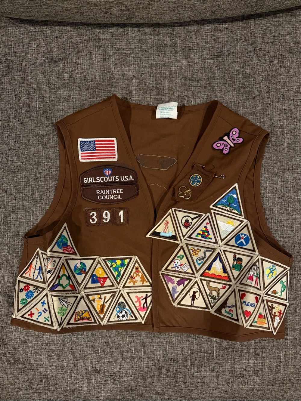 Girl Scouts Brownie Vest with Merit Badge Patches
